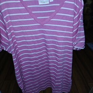 Belle by Kim Gravel Pink and White Striped Top